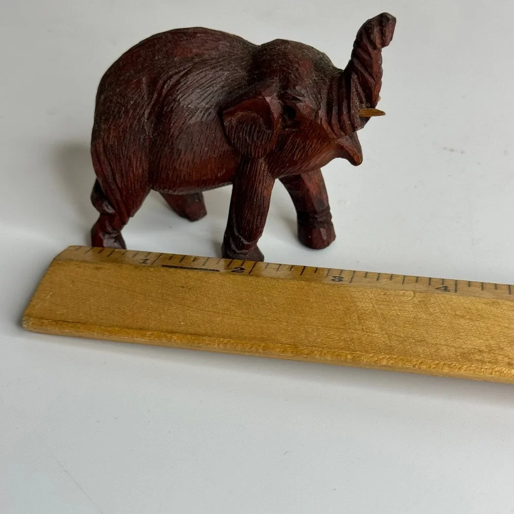 Wooden Elephant Figurine Trunk Up Lucky Charm‎ Decor